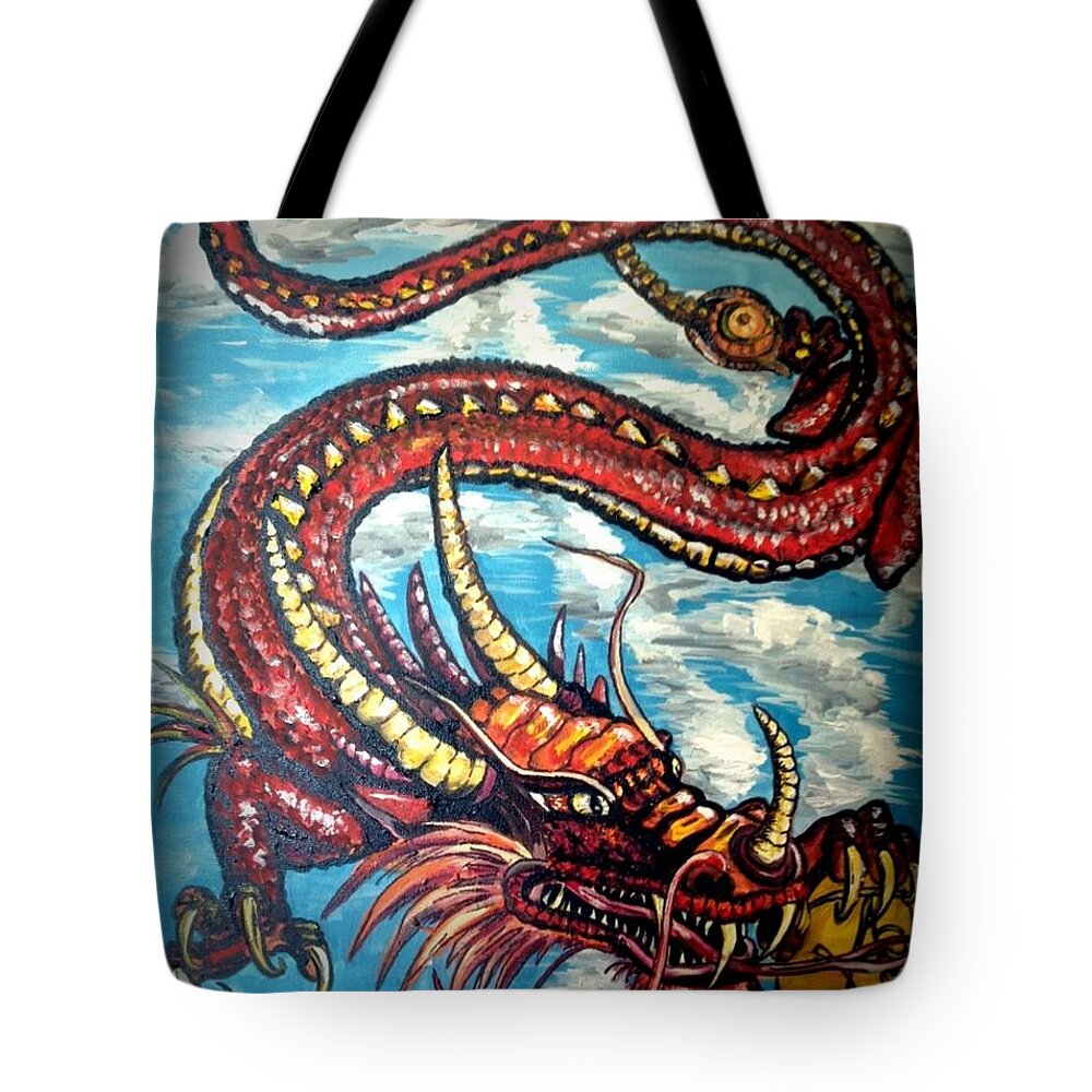 Dragon Tote Bag featuring the painting Year Of The Dragon by Alexandria Weaselwise Busen
