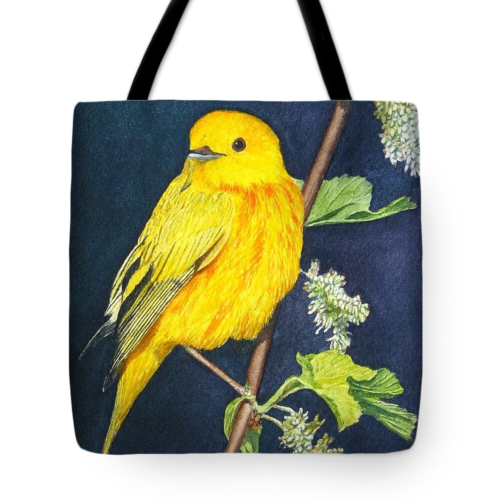 Bird Tote Bag featuring the painting Yelllow Warbler by Sharon Farber