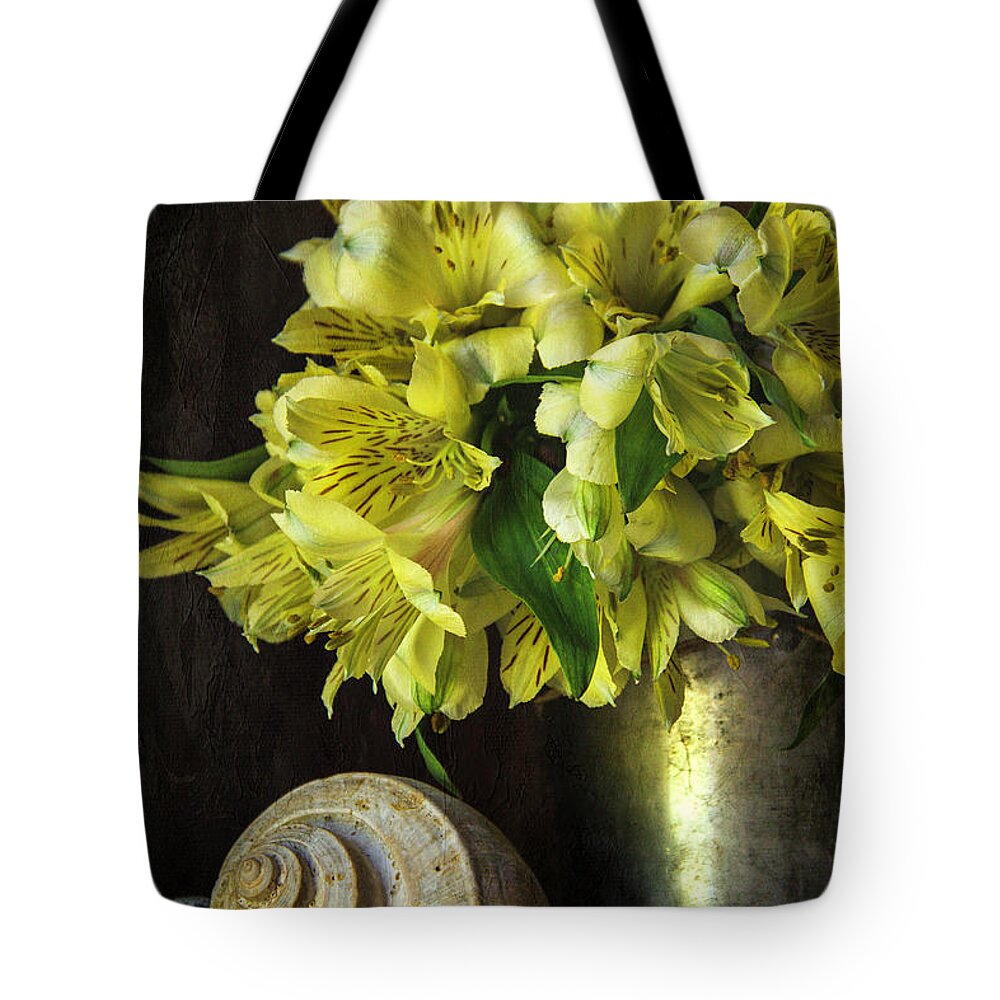 Yellow Tote Bag featuring the photograph Yellow Alstroemeria Still Life by Cindi Ressler