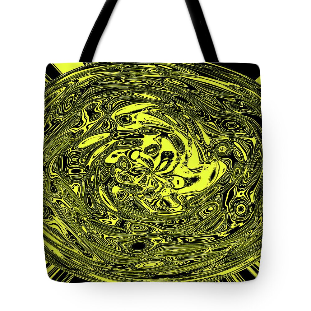 Yellow And Black Abstract #7 Tote Bag featuring the digital art Yellow and Black Abstract #7 by Tom Janca