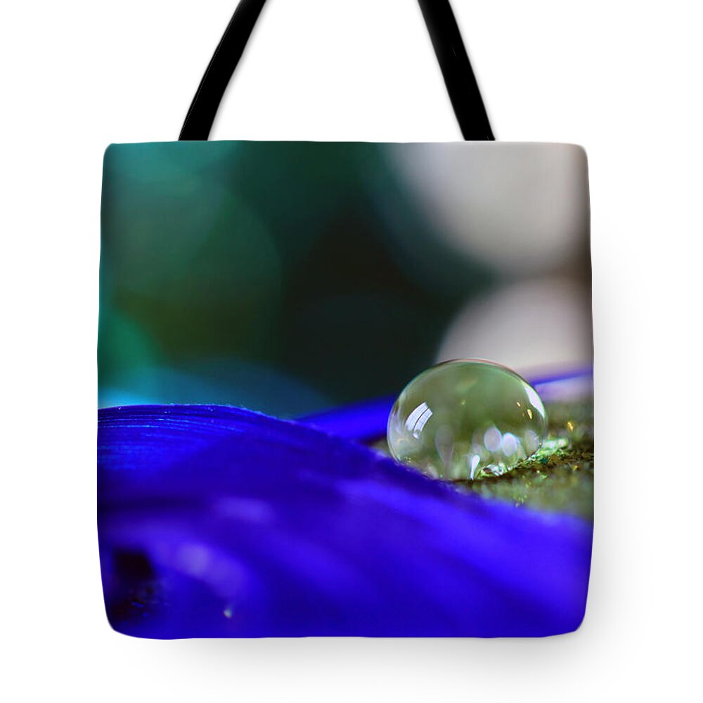 Macro Tote Bag featuring the photograph Yellow and Blue Macro by Angela Murdock