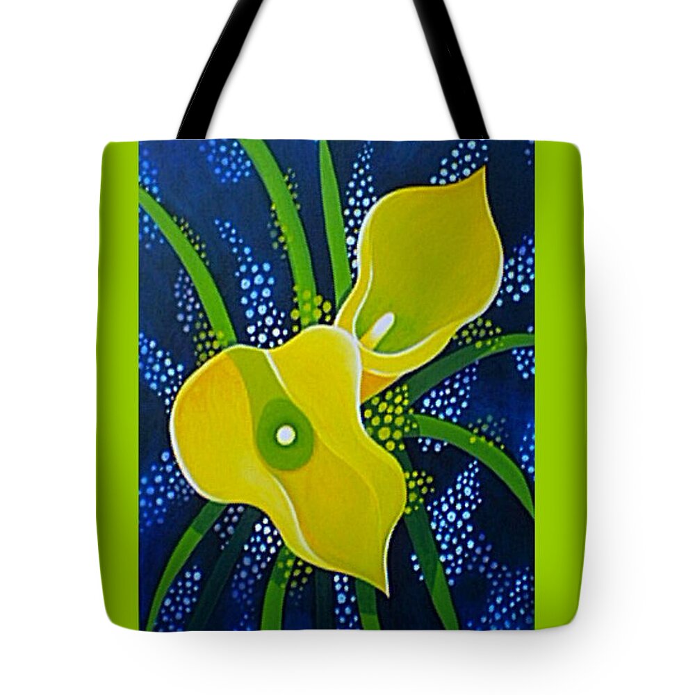 Lily Tote Bag featuring the painting Yellow Callas by Helena Tiainen