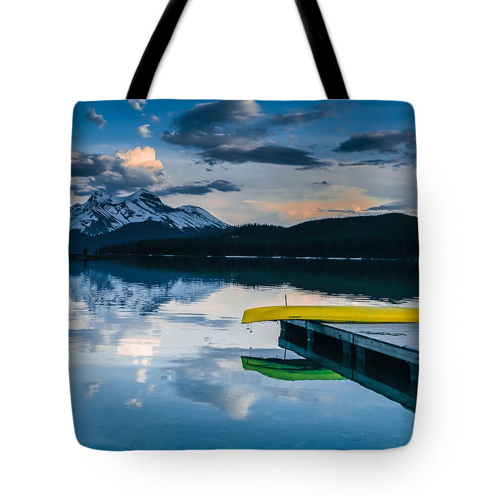 Canoe Tote Bag featuring the photograph Yellow Canoe by Britten Adams