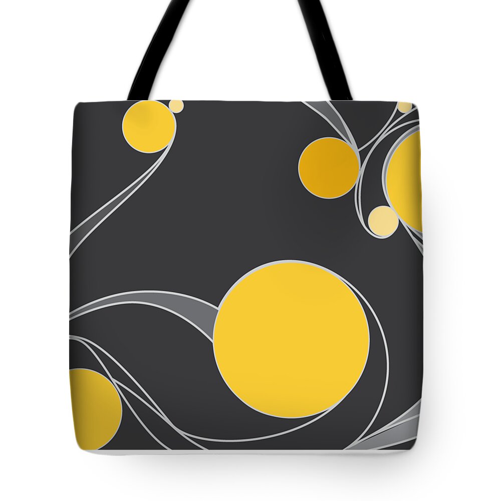 Yellow Circles Tote Bag featuring the digital art Yellow Circles Abstract Design by Patricia Awapara