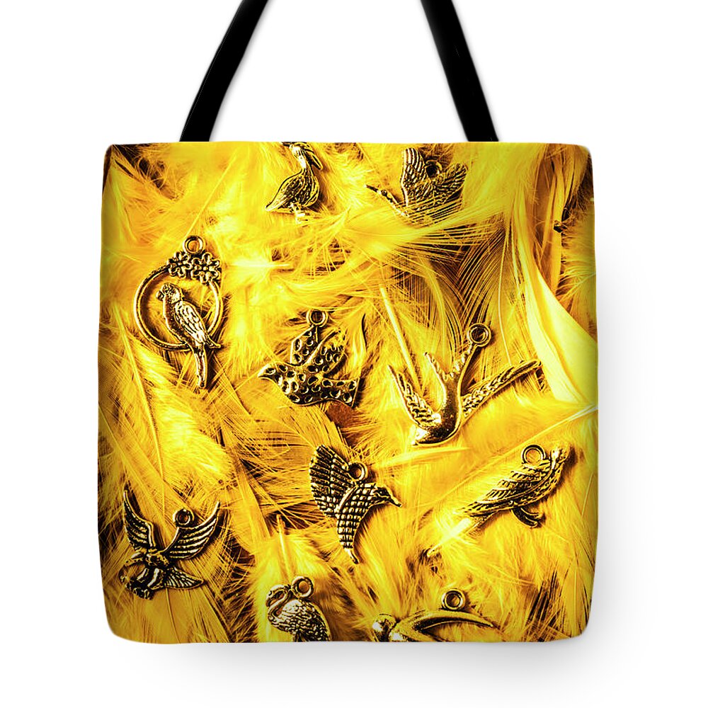 Birds Tote Bag featuring the photograph Yellow feather flock by Jorgo Photography