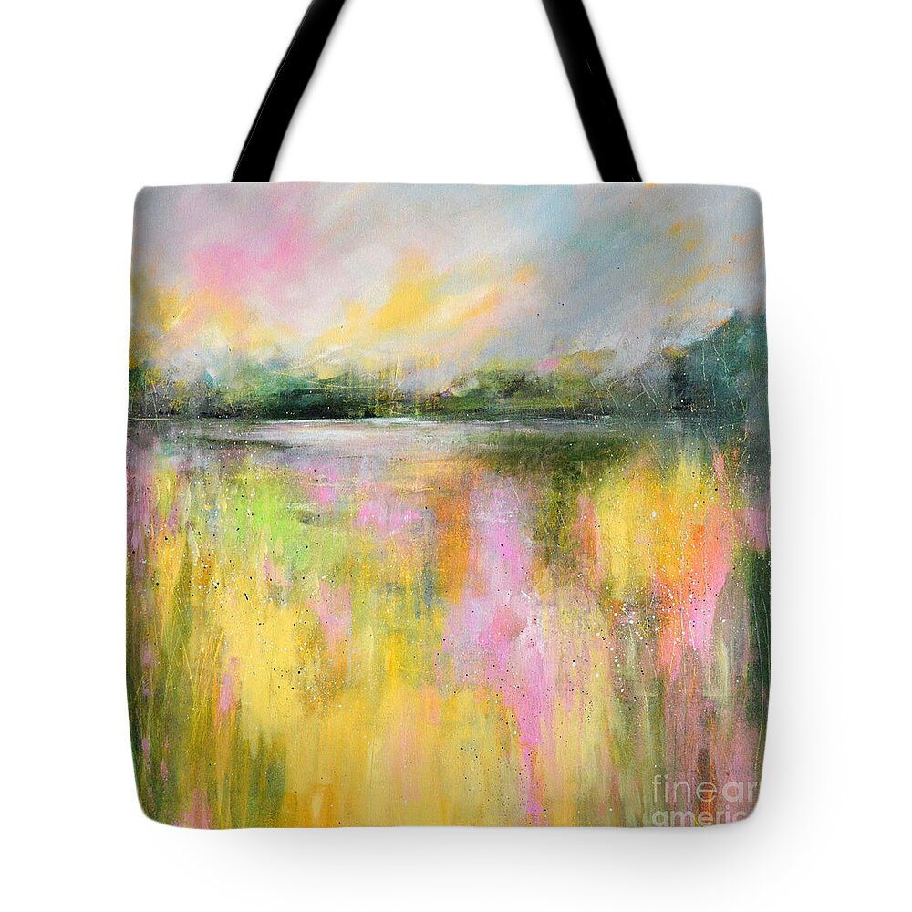 Landscape Tote Bag featuring the painting Yellow Field by Tracy-Ann Marrison