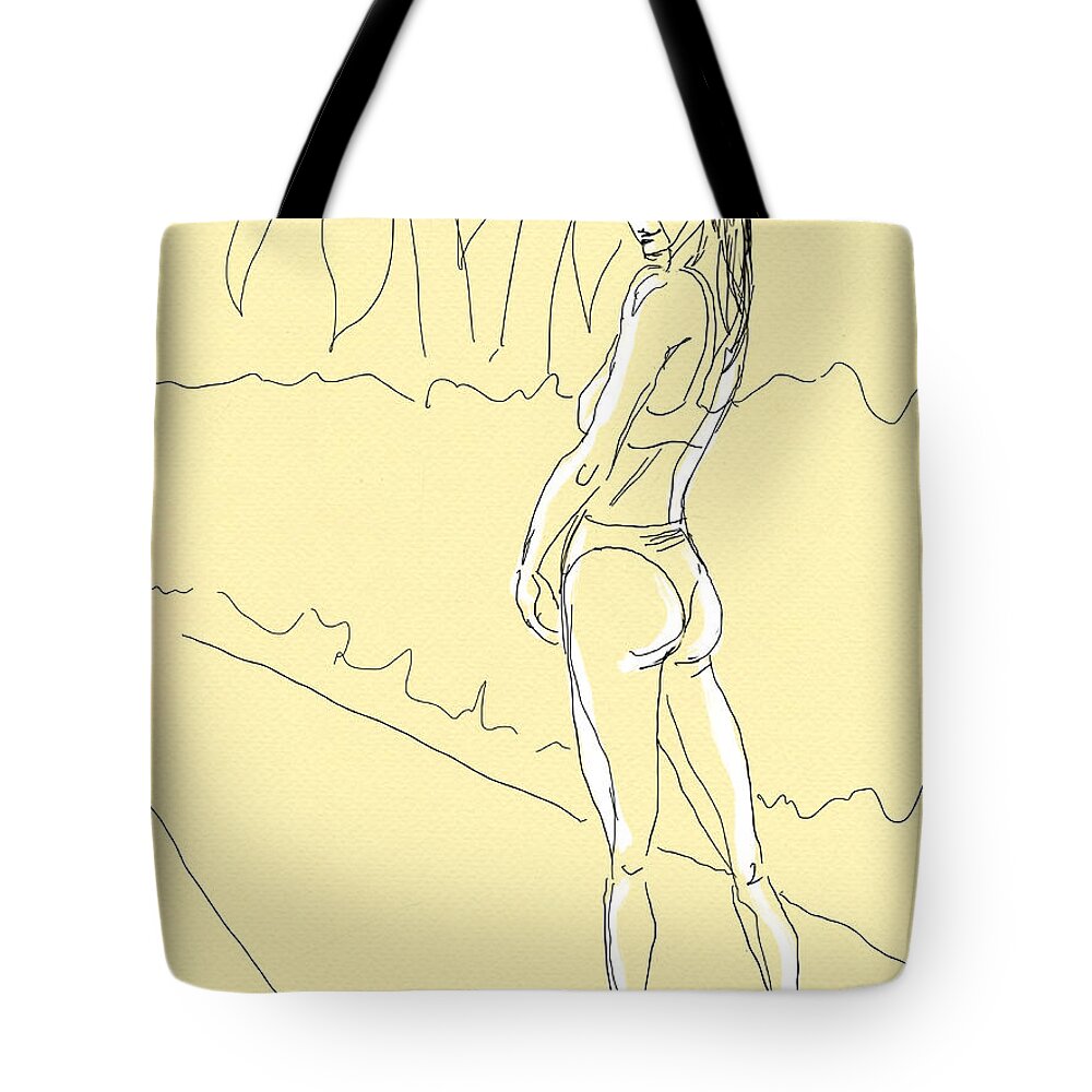 Figure Tote Bag featuring the digital art Yellow Girl by Michael Kallstrom
