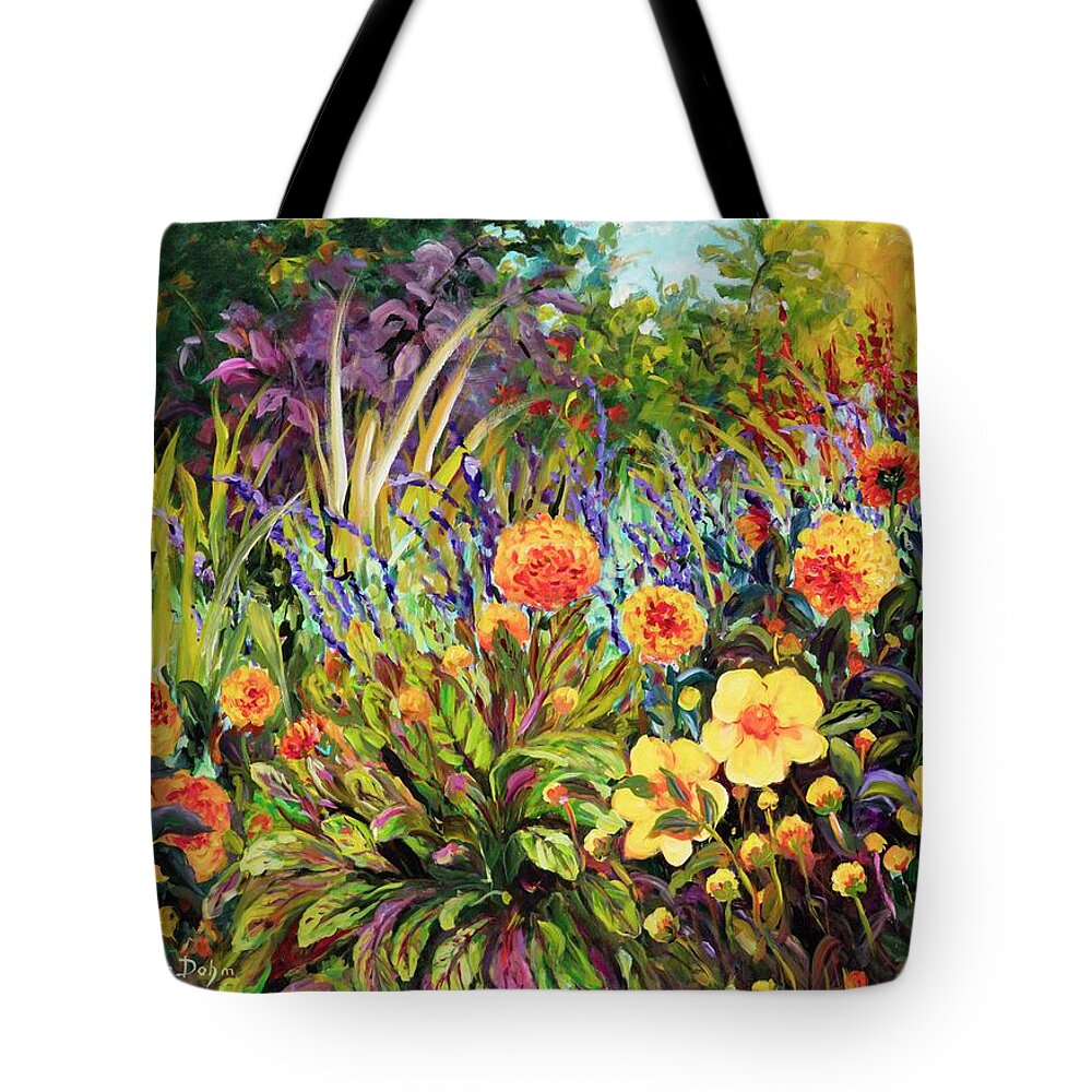 Flowers Tote Bag featuring the painting Yellow Green by Ingrid Dohm
