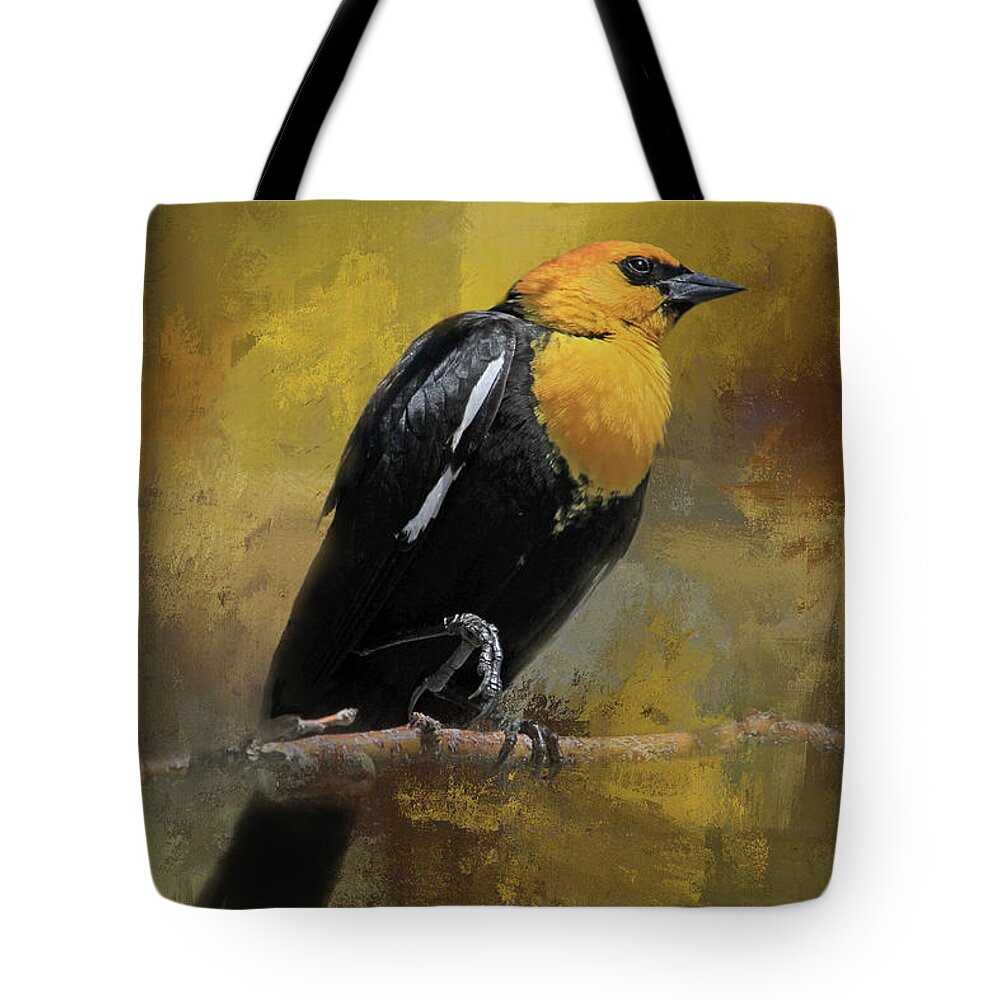 Yellow-headed Blackbird Tote Bag featuring the photograph Yellow-headed Blackbird by Donna Kennedy