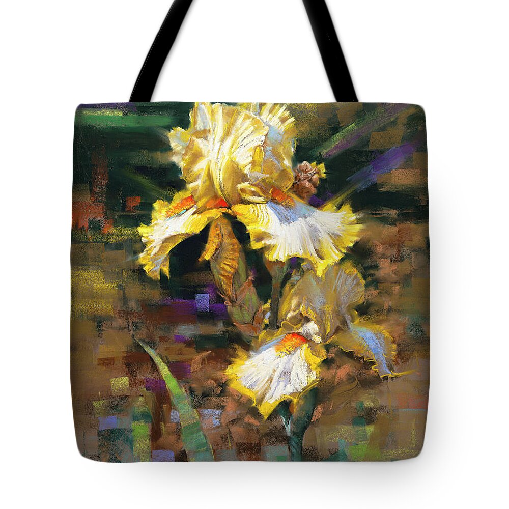 Mark Mille Tote Bag featuring the pastel Yellow Iris II by Mark Mille