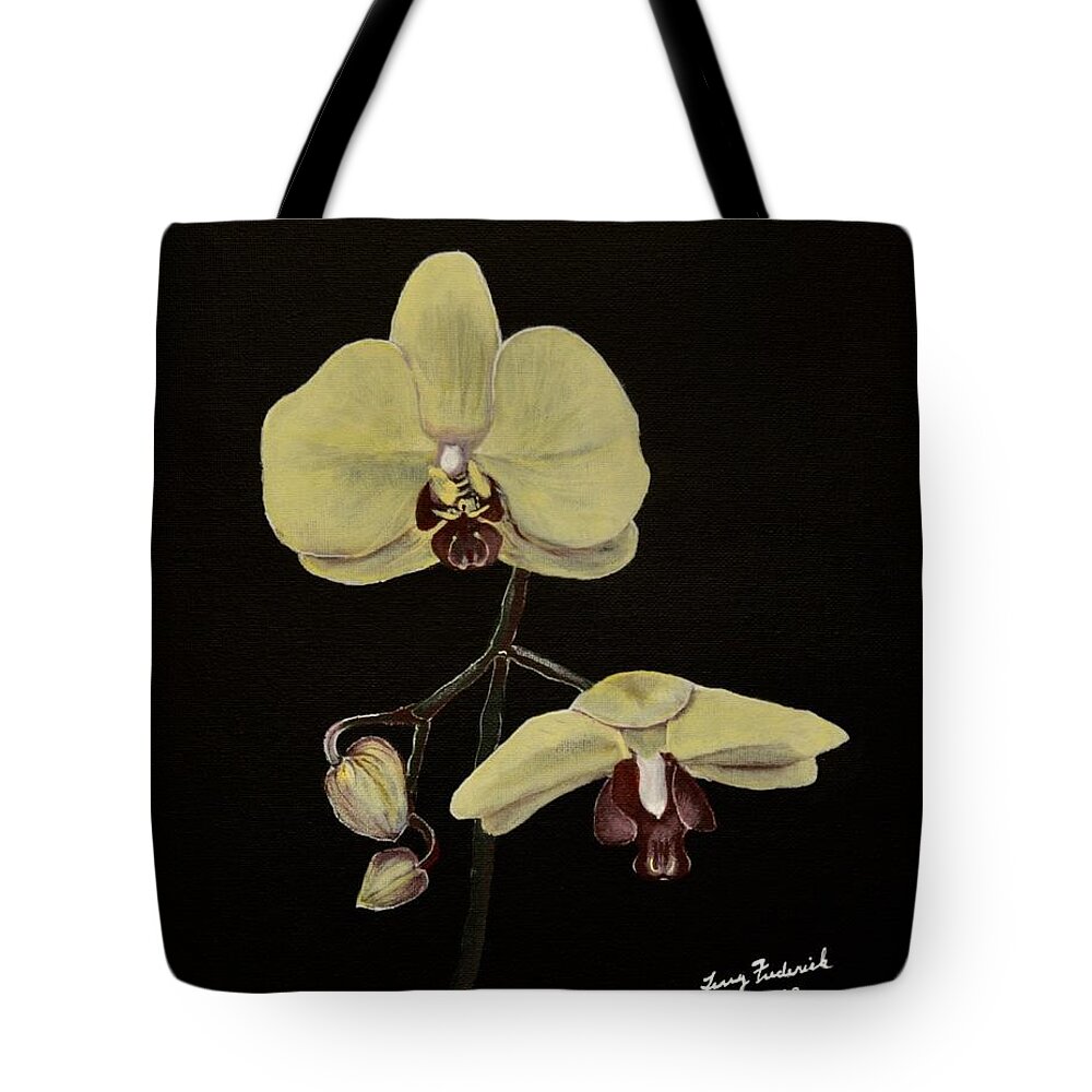 Yellow Orchid Tote Bag featuring the painting Yellow Orchid by Terry Frederick