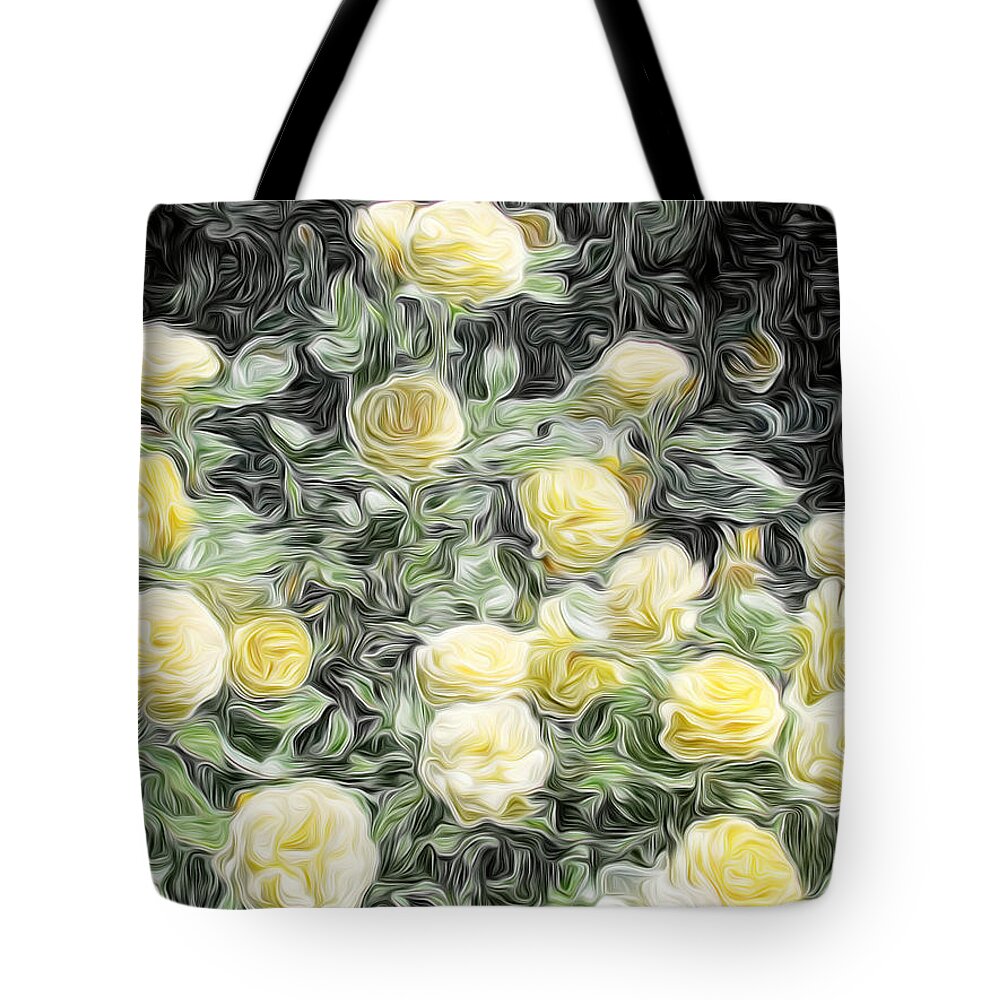 Flower Tote Bag featuring the digital art Yellow Roses by Carol Crisafi