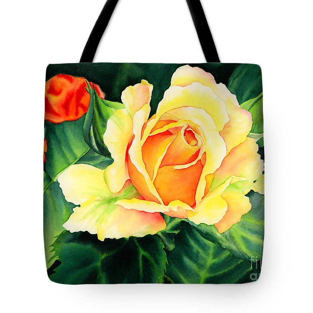 Watercolor Tote Bag featuring the painting Yellow Roses by Hailey E Herrera
