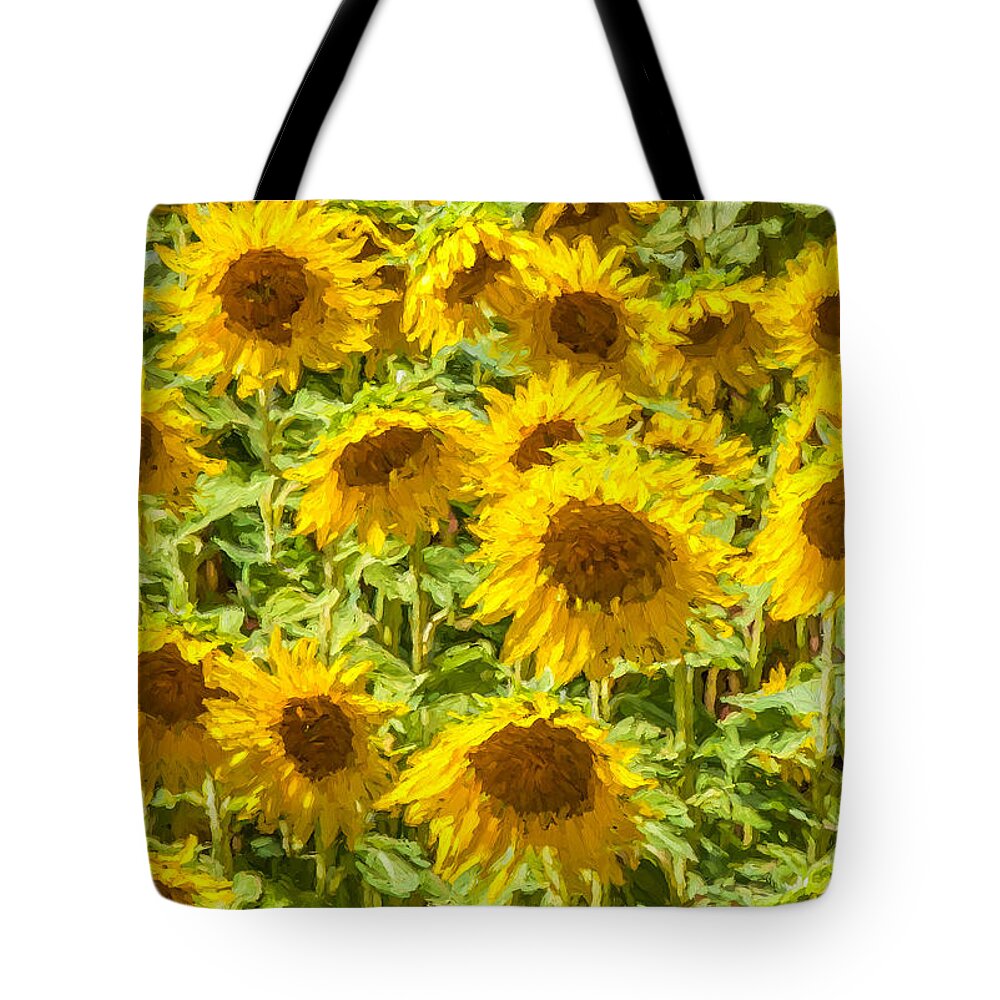 David Letts Tote Bag featuring the painting Yellow Sunflowers by David Letts