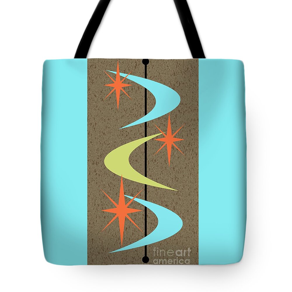 Mid Century Modern Tote Bag featuring the digital art Yellow Turquoise Orange Mid Century Boomerangs by Donna Mibus