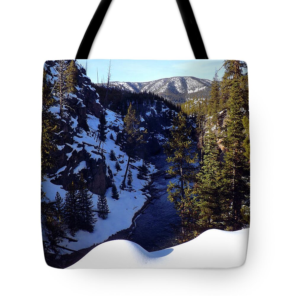 Yellowstone National Park Wyoming Photographs Canvas Prints Tote Bag featuring the photograph Yellowstone in Winter by C Sitton