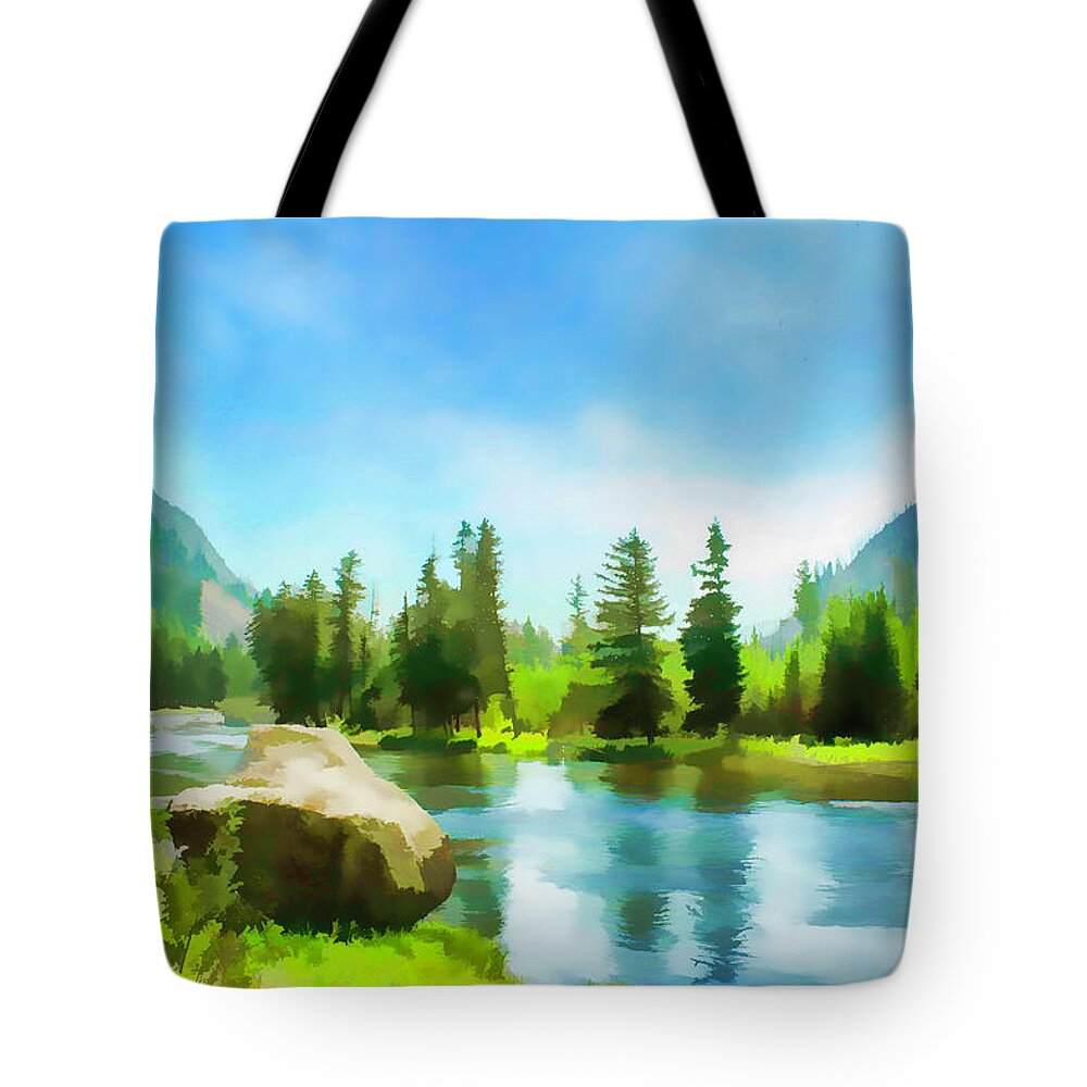 Yellowstone River Tote Bag featuring the photograph Yellowstone River by Lorraine Baum