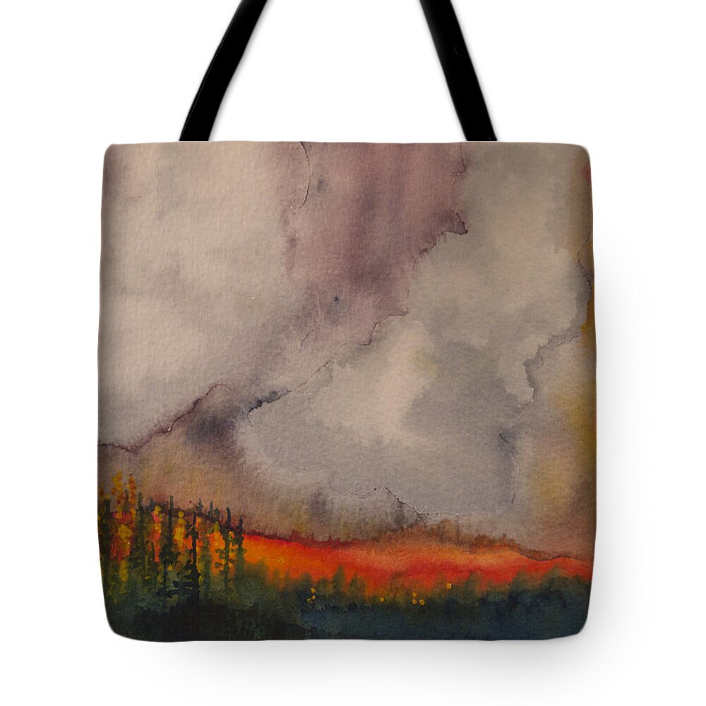 Landscape Tote Bag featuring the painting Yellowstone Summer by Tonja Opperman