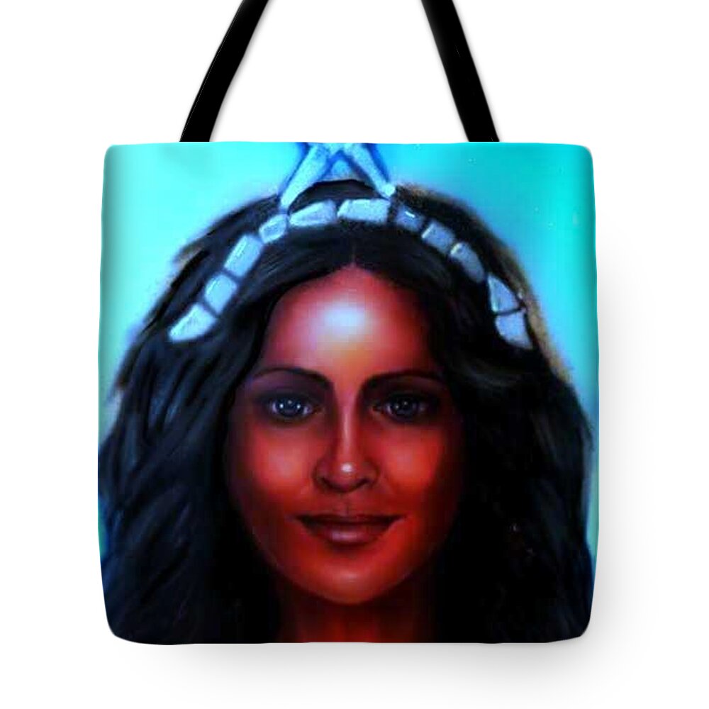 Yemaya Tote Bag featuring the digital art Yemaya -Mother, Goddess, Warrior by Carmen Cordova