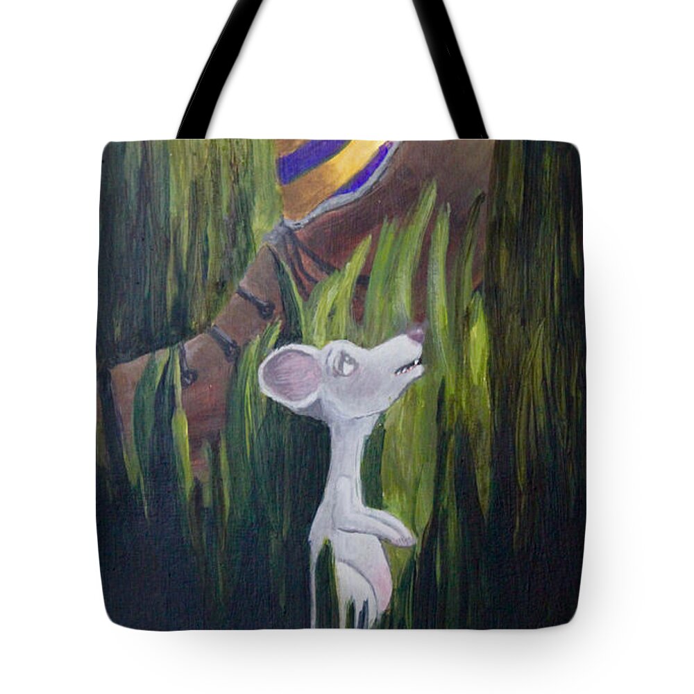 Mouse Tote Bag featuring the painting Yikes Mouse by April Burton