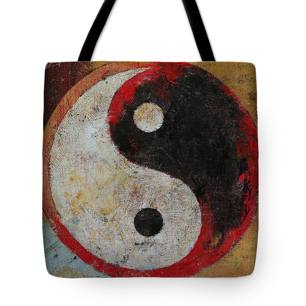 Art Tote Bag featuring the painting Yin Yang Red Dragon by Michael Creese