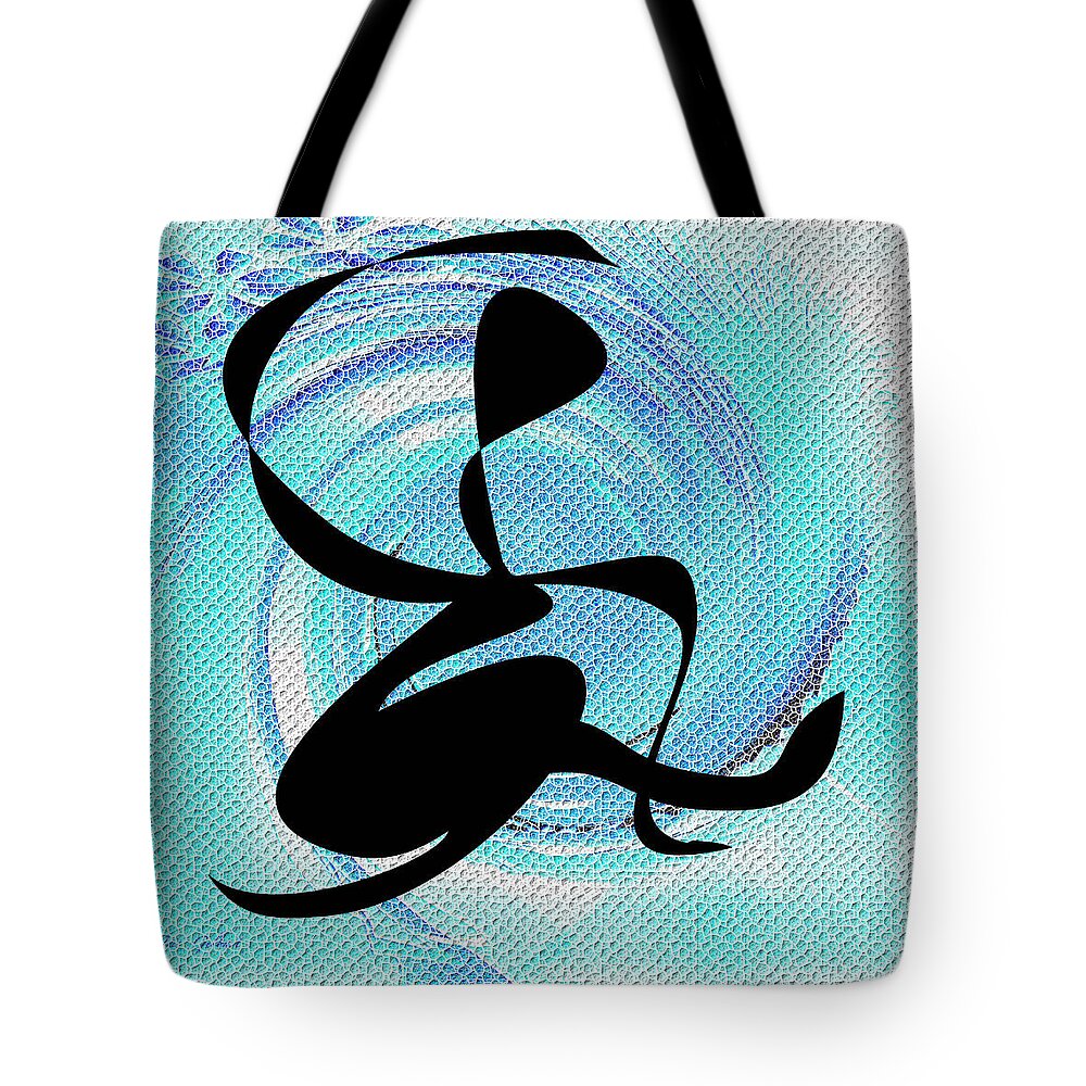 Abstract Tote Bag featuring the digital art Yoga to Music by Iris Gelbart