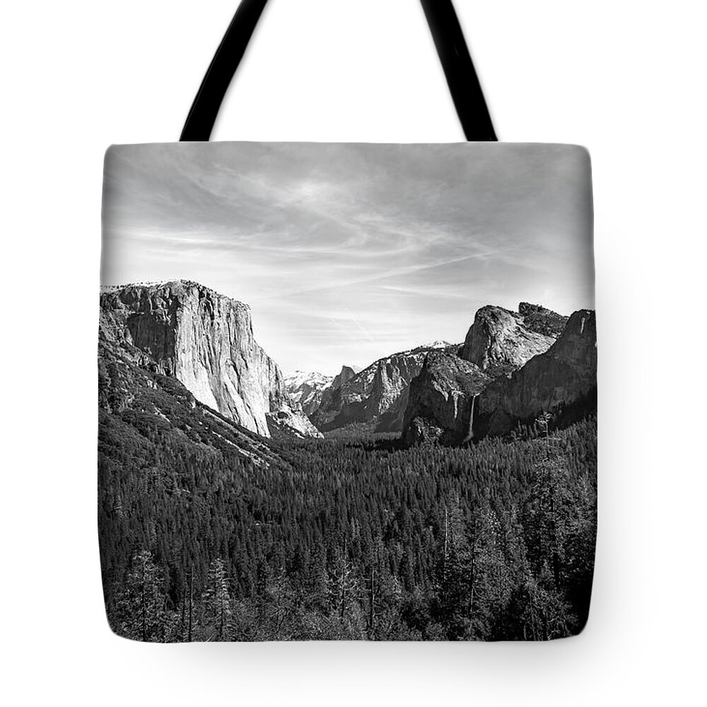 Yosemite Tote Bag featuring the photograph Yosemite B/W by Mike Ronnebeck