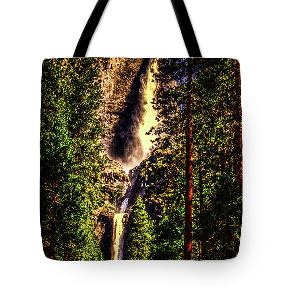 California Tote Bag featuring the photograph Yosemite Falls Framed by Ponderosa Pines by Roger Passman