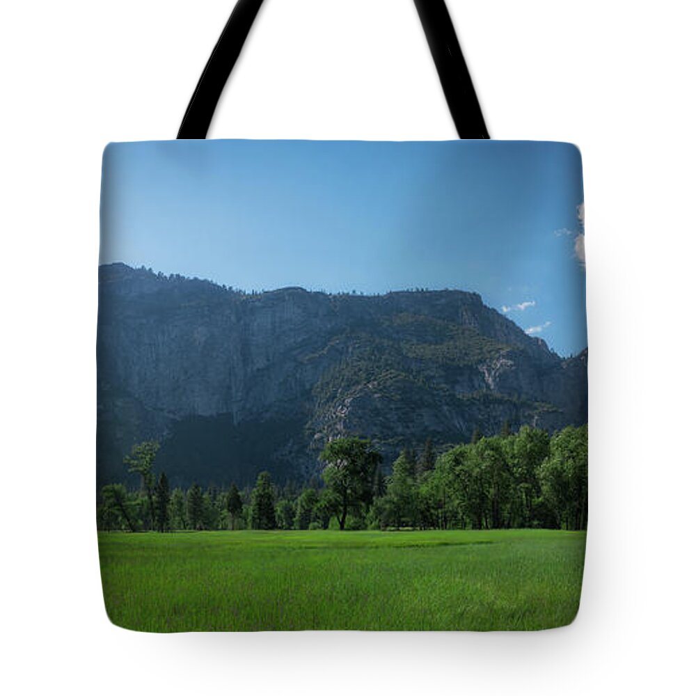 Yosemite Valley Tote Bag featuring the photograph Yosemite National Park Panorama by Michael Ver Sprill