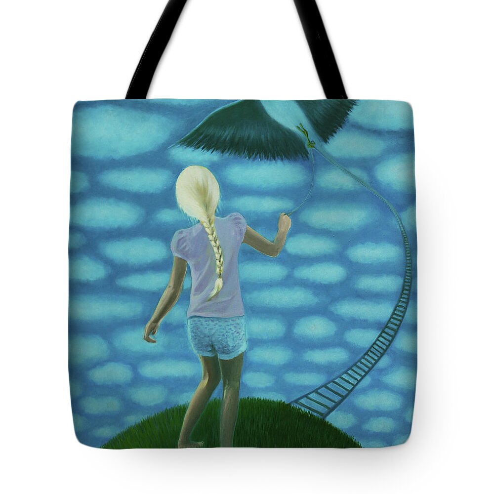 Girl Tote Bag featuring the painting You and Me - together - Can We Make it to Heaven? by Tone Aanderaa