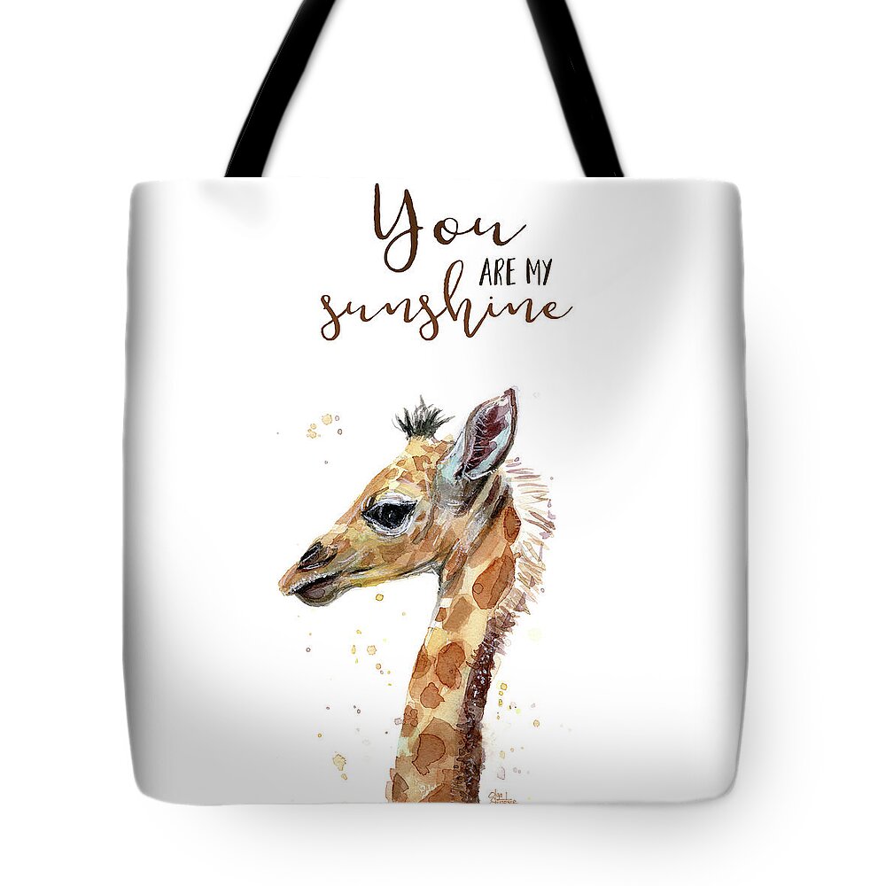 You Are My Sunshine Tote Bag featuring the painting You Are My Sunshine Giraffe by Olga Shvartsur
