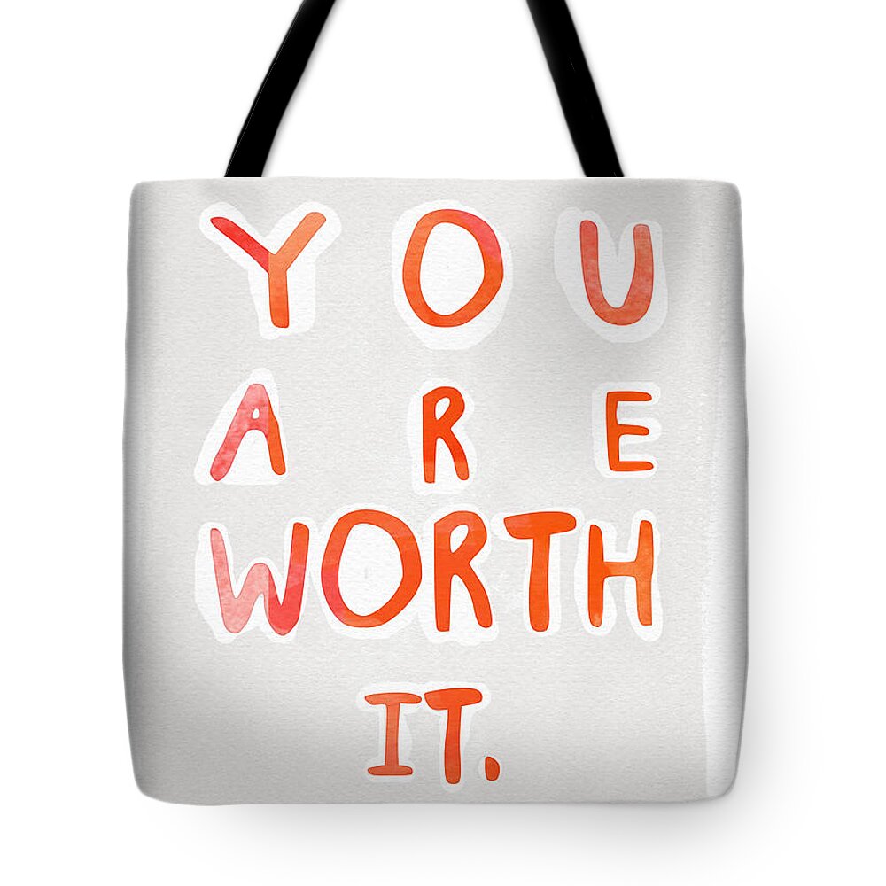 Watercolor Tote Bag featuring the painting You Are Worth It by Linda Woods