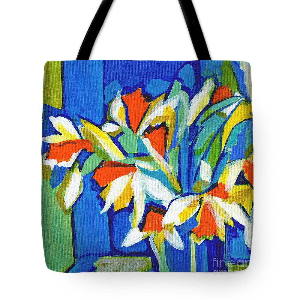 Contemporary Painting Tote Bag featuring the painting You Can Never Hold Back Spring by Tanya Filichkin