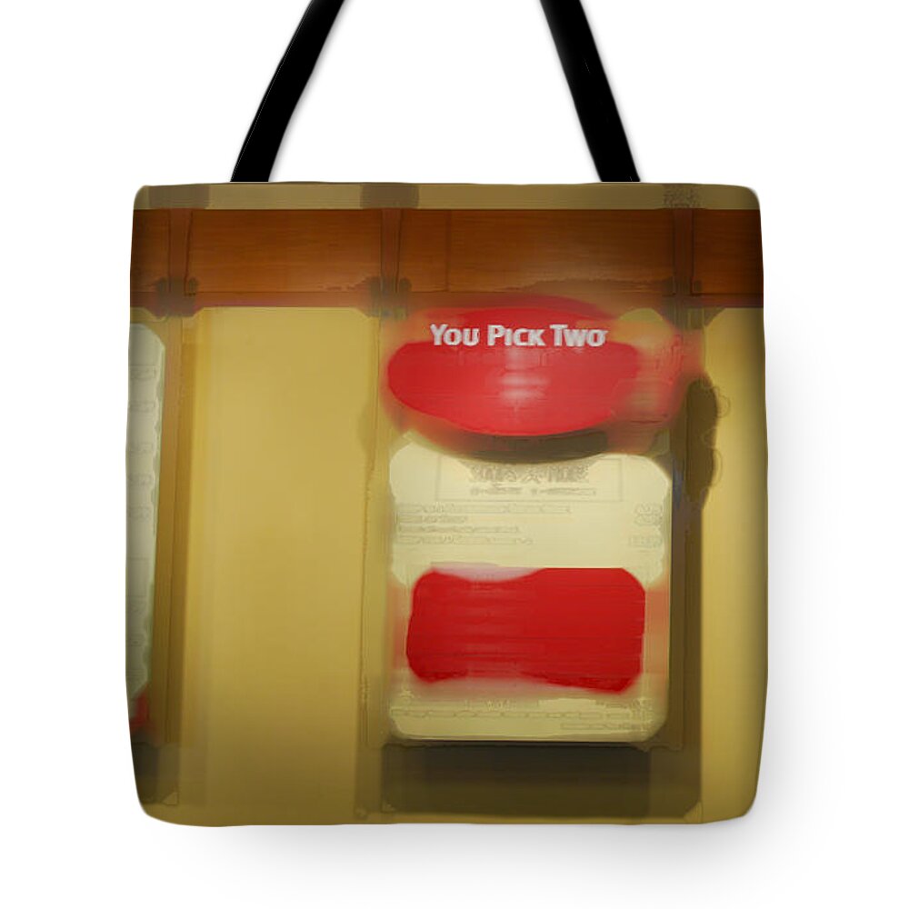 Restaurant Tote Bag featuring the photograph You Pick Two by Paulette B Wright
