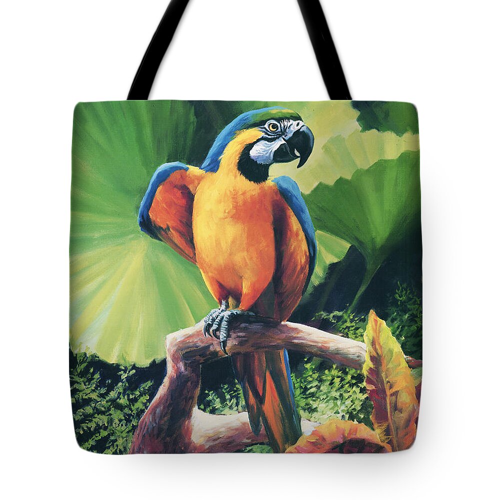 Macaw Tote Bag featuring the painting You Got To Be Kidding by Laurie Snow Hein
