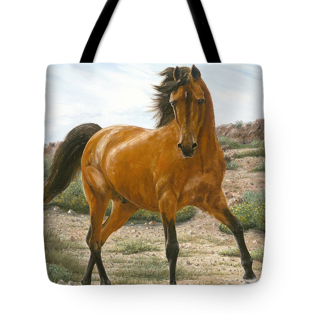 Horse Tote Bag featuring the painting Young and Restless by Doug Kreuger