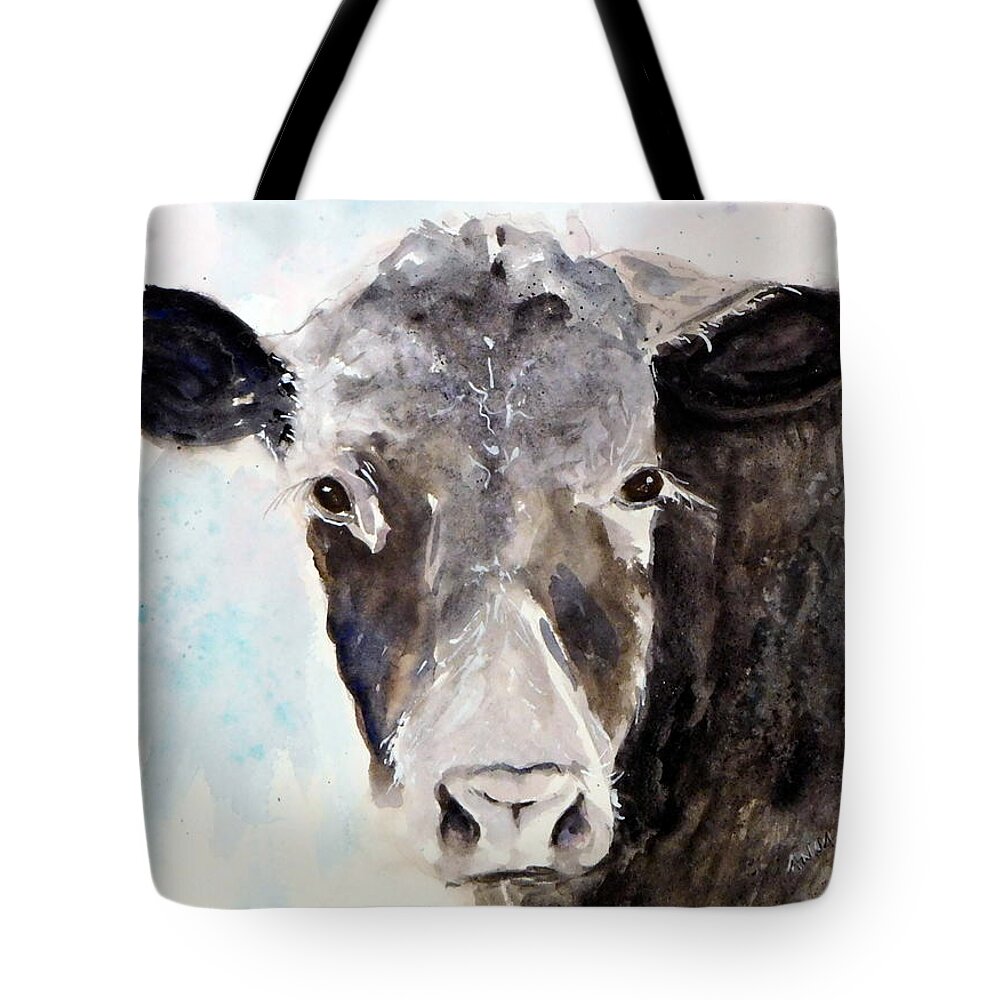 Young Angus Cattle Tote Bag featuring the photograph Young Bruno - Mud Face by Anna Jacke