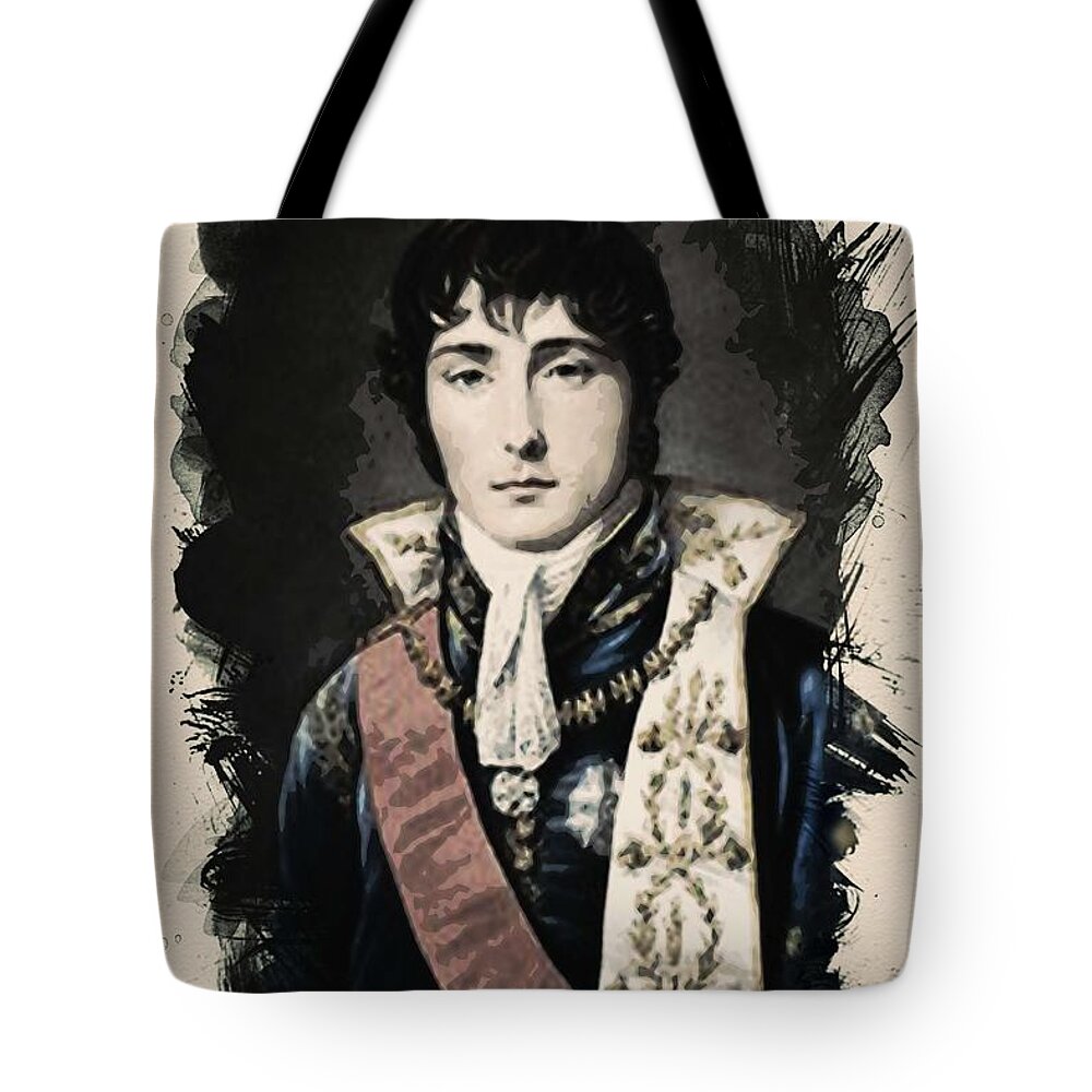 Man Tote Bag featuring the painting Young Faces from the past Series by Adam Asar, No 170 by Celestial Images
