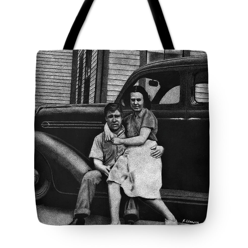 People Tote Bag featuring the drawing Young Love by Sheryl Unwin