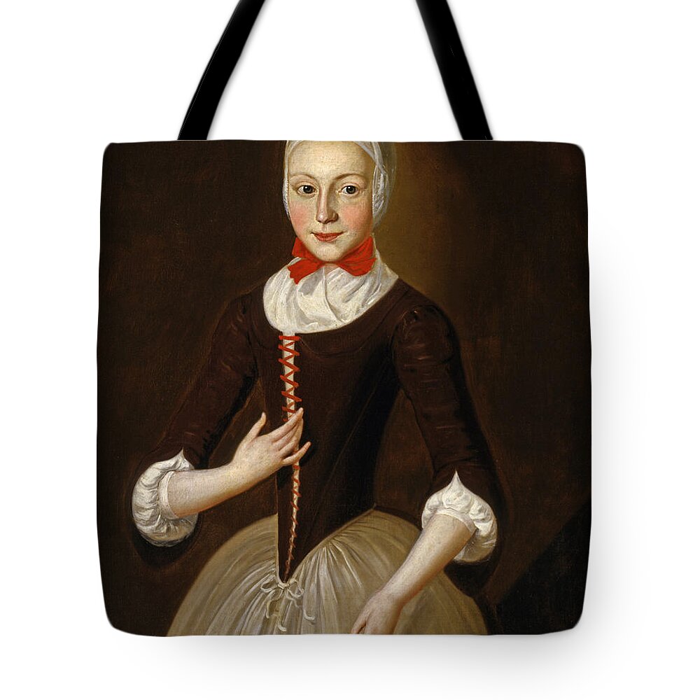 John Valentine Haidt Tote Bag featuring the painting Young Moravian Girl by John Valentine Haidt