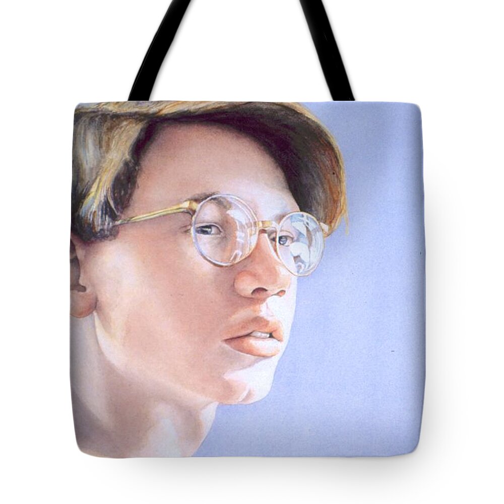 Portrait Tote Bag featuring the painting Young Nate by Barbara Pease