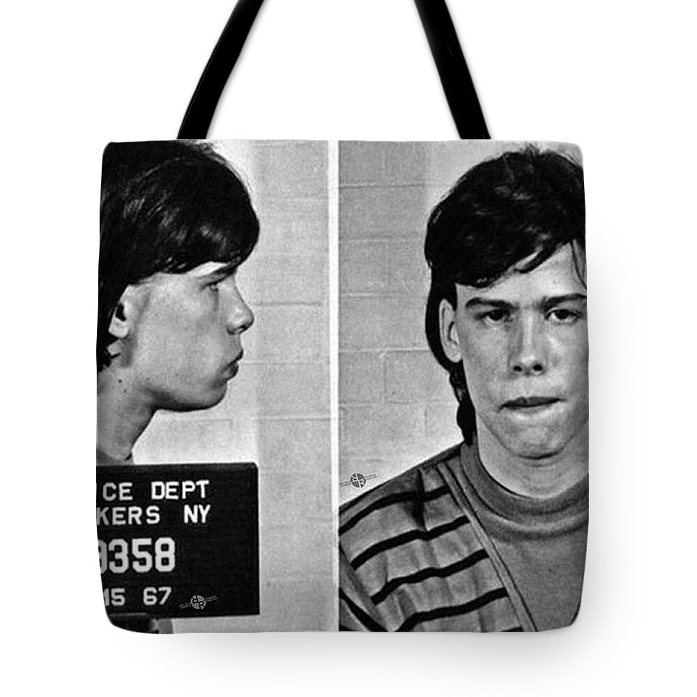 Steven Tyler Tote Bag featuring the photograph Young Steven Tyler Mug Shot 1963 Pencil Photograph Black And White by Tony Rubino