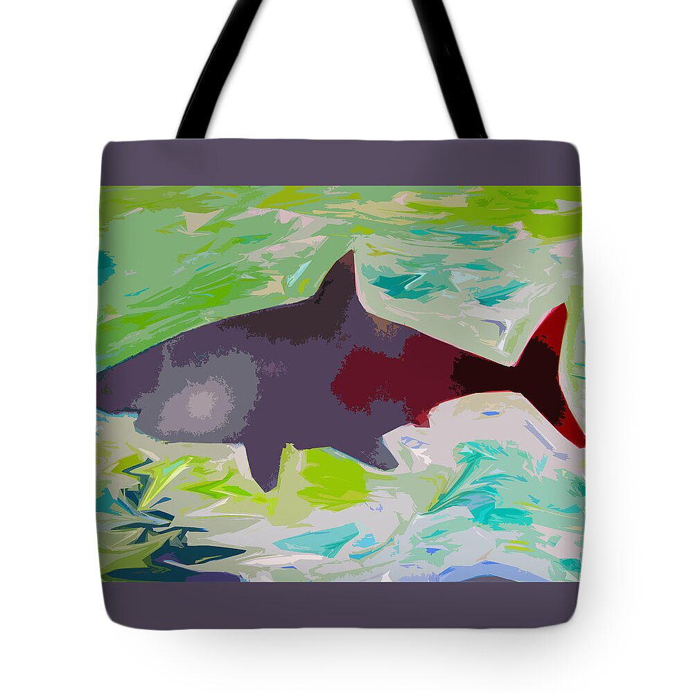 Fish Tote Bag featuring the painting Your friendly shark by Robert Margetts