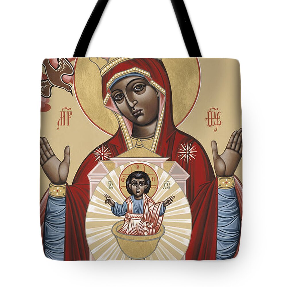 Your Lap Has Become The Holy Table (black Madonna) Tote Bag featuring the painting The Black Madonna Your Lap Has Become the Holy Table 060 by William Hart McNichols