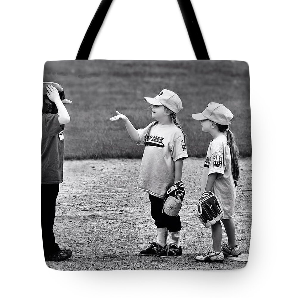 Play Tote Bag featuring the pyrography You're Obviously Out by Harry Moulton
