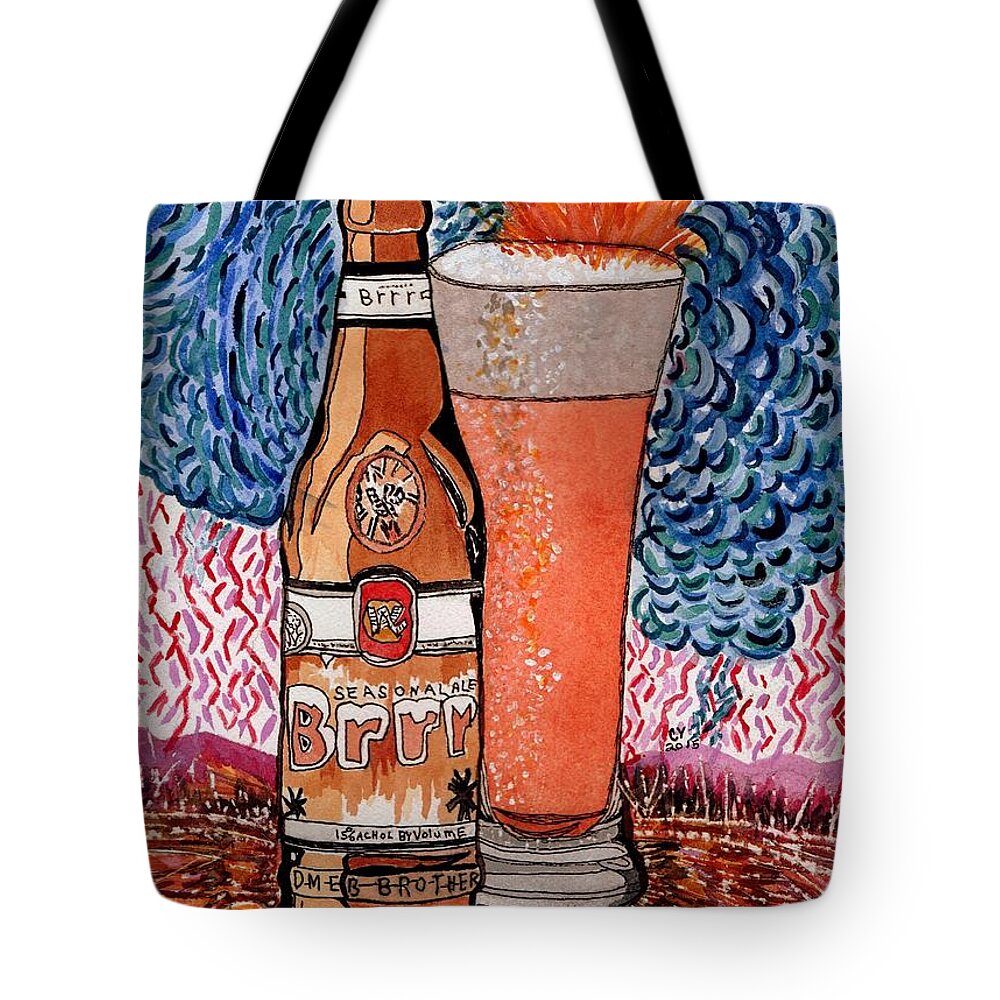 Beer Painting Tote Bag featuring the painting Yum Burr Hyf. Beer by Connie Valasco