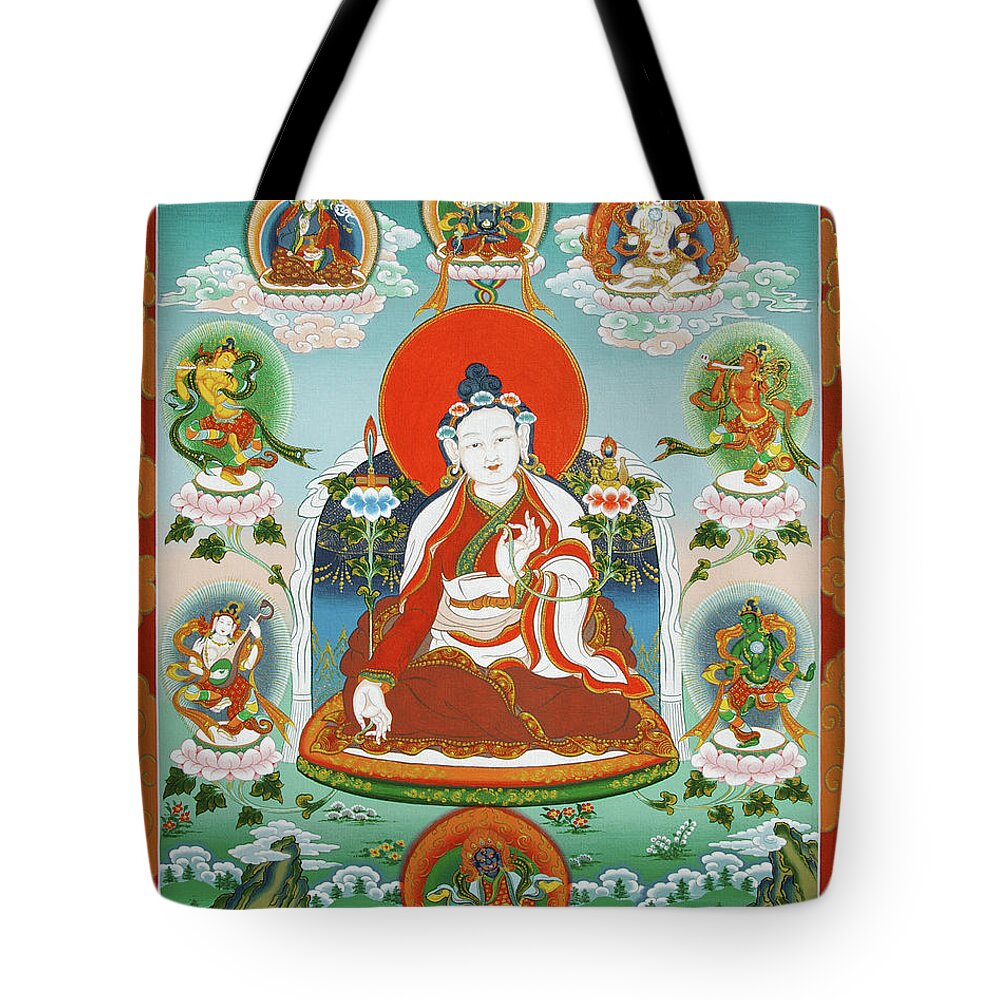 Yuthok Tote Bag featuring the painting Yuthok Bumseng with Retinue by Sergey Noskov