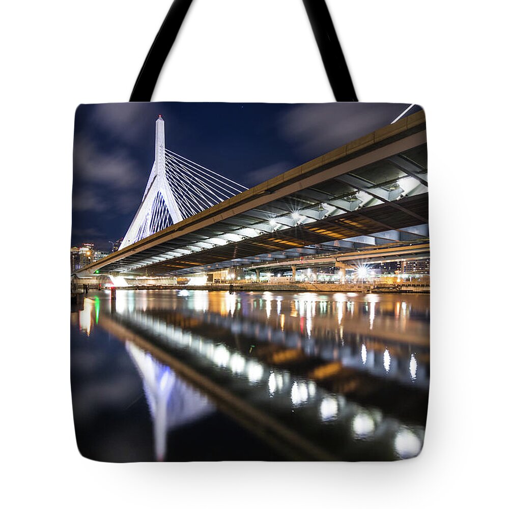 Boston Tote Bag featuring the photograph Zakim Bridge from Paul Revere Park by Kristen Wilkinson