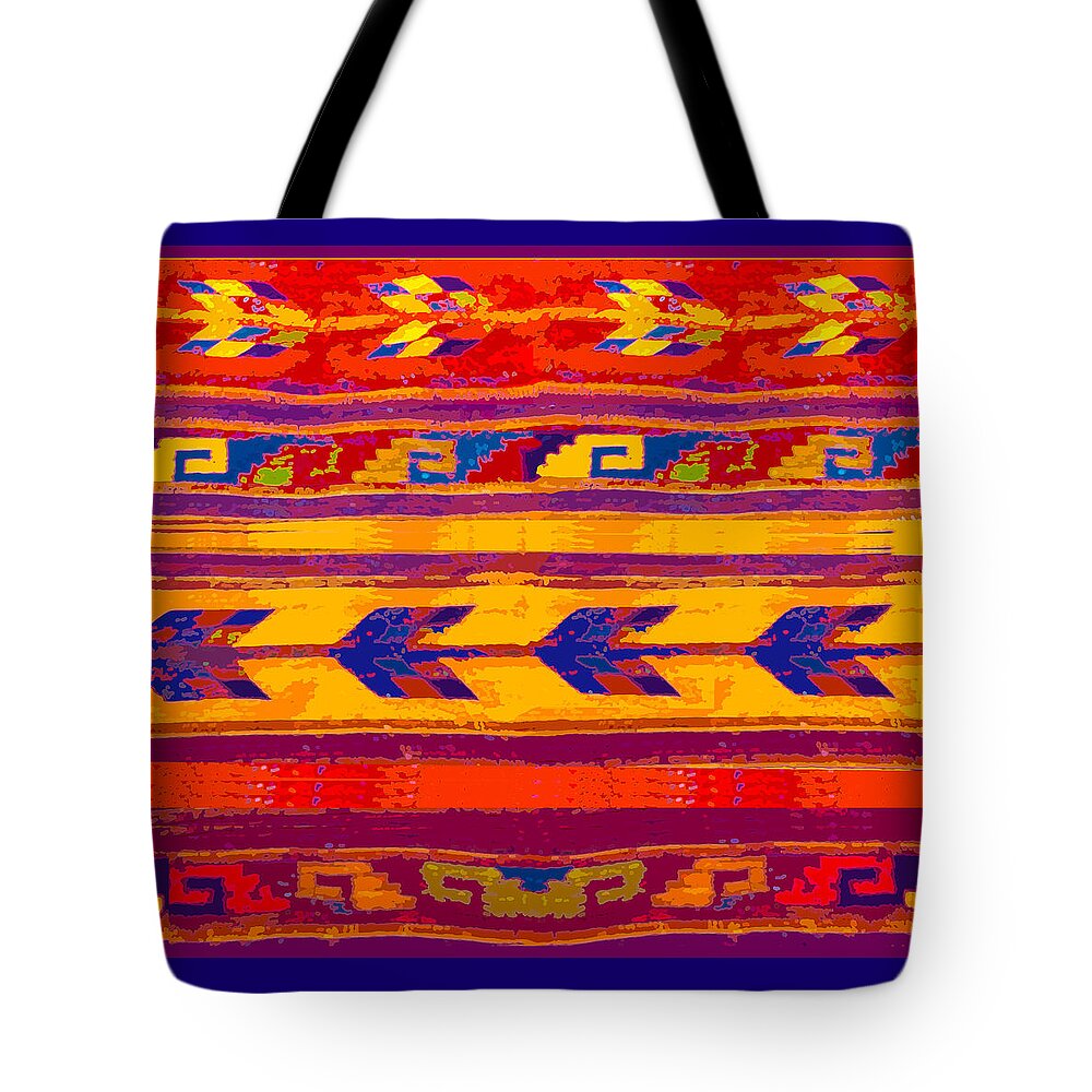 Zapotec Tote Bag featuring the digital art Zapotec Colors by Vagabond Folk Art - Virginia Vivier