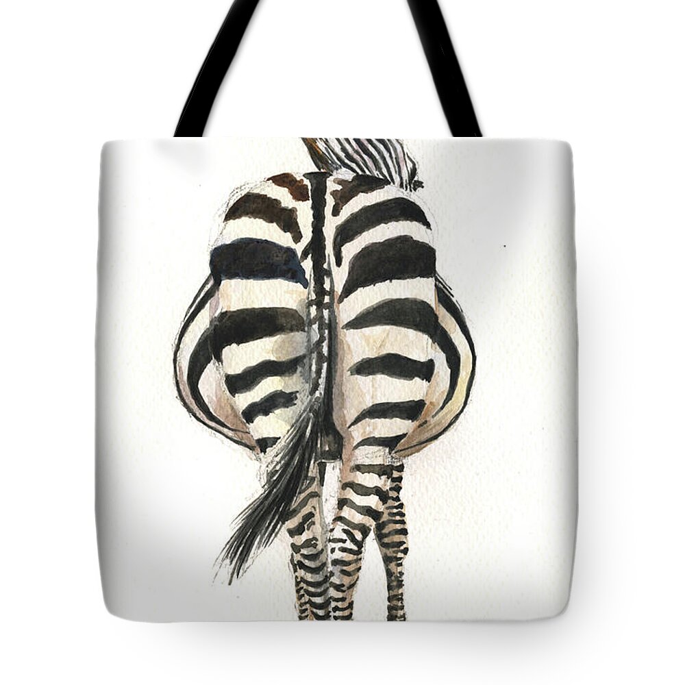 Zebra Art Tote Bag featuring the painting Zebra back by Juan Bosco